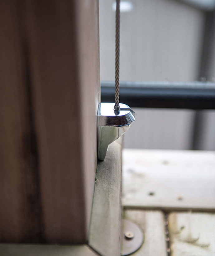 Close-up of sleek cable guide mounting hardware options